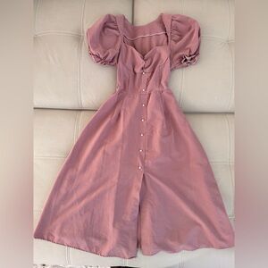Elegant Long Sleeve Dusty Rose Dress